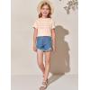 imageImily Bela Girls Pleated Short Sleeve T Shirts Kids Summer Crewneck Shirts Casual Tops Tees 514 YearsBeige