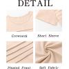 imageImily Bela Girls Pleated Short Sleeve T Shirts Kids Summer Crewneck Shirts Casual Tops Tees 514 YearsBeige
