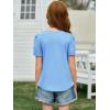 imageImily Bela Girls Pleated Short Sleeve T Shirts Kids Summer Crewneck Shirts Casual Tops Tees 514 YearsBlue