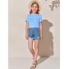 imageImily Bela Girls Pleated Short Sleeve T Shirts Kids Summer Crewneck Shirts Casual Tops Tees 514 YearsBlue