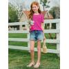imageImily Bela Girls Pleated Short Sleeve T Shirts Kids Summer Crewneck Shirts Casual Tops Tees 514 YearsBright Pink