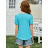 imageImily Bela Girls Pleated Short Sleeve T Shirts Kids Summer Crewneck Shirts Casual Tops Tees 514 YearsLake Blue