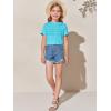 imageImily Bela Girls Pleated Short Sleeve T Shirts Kids Summer Crewneck Shirts Casual Tops Tees 514 YearsLake Blue