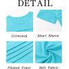 imageImily Bela Girls Pleated Short Sleeve T Shirts Kids Summer Crewneck Shirts Casual Tops Tees 514 YearsLake Blue