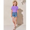 imageImily Bela Girls Pleated Short Sleeve T Shirts Kids Summer Crewneck Shirts Casual Tops Tees 514 YearsLight Purple