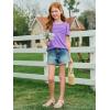 imageImily Bela Girls Pleated Short Sleeve T Shirts Kids Summer Crewneck Shirts Casual Tops Tees 514 YearsLight Purple