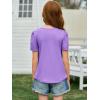 imageImily Bela Girls Pleated Short Sleeve T Shirts Kids Summer Crewneck Shirts Casual Tops Tees 514 YearsLight Purple