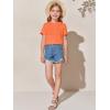 imageImily Bela Girls Pleated Short Sleeve T Shirts Kids Summer Crewneck Shirts Casual Tops Tees 514 YearsOrange