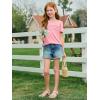 imageImily Bela Girls Pleated Short Sleeve T Shirts Kids Summer Crewneck Shirts Casual Tops Tees 514 YearsPink