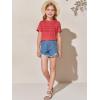 imageImily Bela Girls Pleated Short Sleeve T Shirts Kids Summer Crewneck Shirts Casual Tops Tees 514 YearsRed