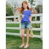 imageImily Bela Girls Pleated Short Sleeve T Shirts Kids Summer Crewneck Shirts Casual Tops Tees 514 YearsRoyal Blue