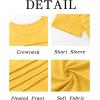 imageImily Bela Girls Pleated Short Sleeve T Shirts Kids Summer Crewneck Shirts Casual Tops Tees 514 YearsYellow