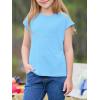 imageImily Bela Girls Short Cap Sleeve T Shirts Kids Crew Neck Casual Loose Summer Tops 514 YearsBlue