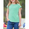 imageImily Bela Girls Short Cap Sleeve T Shirts Kids Crew Neck Casual Loose Summer Tops 514 YearsGreen