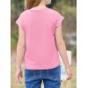 imageImily Bela Girls Short Cap Sleeve T Shirts Kids Crew Neck Casual Loose Summer Tops 514 YearsPink