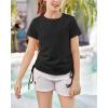 imageImily Bela Girls Tees Shirts Cute Crew Neck Short Sleeve Side Drawstring Solid Tops Kids Children Summer ClothesBlack