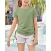 imageImily Bela Girls Tees Shirts Cute Crew Neck Short Sleeve Side Drawstring Solid Tops Kids Children Summer ClothesGreen