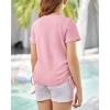 imageImily Bela Girls Tees Shirts Cute Crew Neck Short Sleeve Side Drawstring Solid Tops Kids Children Summer ClothesLight Pink