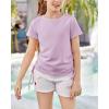 imageImily Bela Girls Tees Shirts Cute Crew Neck Short Sleeve Side Drawstring Solid Tops Kids Children Summer ClothesPurple