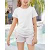 imageImily Bela Girls Tees Shirts Cute Crew Neck Short Sleeve Side Drawstring Solid Tops Kids Children Summer ClothesWhite
