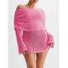 imageImily Bela Womens Beach Swimsuit Cover Ups Summer Off The Shoulder Long Bell Sleeve Sheer Mini DressPink