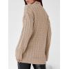 imageImily Bela Womens Cable Knit Half Zip Sweater V Neck Collared Fall Trendy Oversized Long Sleeve Pullover TopsKhaki