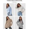 imageImily Bela Womens Cable Knit Half Zip Sweater V Neck Collared Fall Trendy Oversized Long Sleeve Pullover TopsKhaki