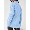 imageImily Bela Womens Cable Knit Half Zip Sweater V Neck Collared Fall Trendy Oversized Long Sleeve Pullover TopsLight Blue