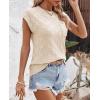 imageImily Bela Womens Cap Sleeve Sweater Sleeveless Crewneck Checkered Casual Loose Fit Knit Shirts Pullover TopsBeige