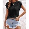 imageImily Bela Womens Cap Sleeve Sweater Sleeveless Crewneck Checkered Casual Loose Fit Knit Shirts Pullover TopsBlack