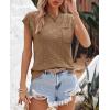 imageImily Bela Womens Cap Sleeve Sweater Sleeveless Crewneck Checkered Casual Loose Fit Knit Shirts Pullover TopsCoffee
