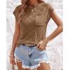 imageImily Bela Womens Cap Sleeve Sweater Sleeveless Crewneck Checkered Casual Loose Fit Knit Shirts Pullover TopsCoffee