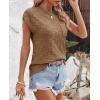 imageImily Bela Womens Cap Sleeve Sweater Sleeveless Crewneck Checkered Casual Loose Fit Knit Shirts Pullover TopsCoffee