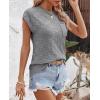 imageImily Bela Womens Cap Sleeve Sweater Sleeveless Crewneck Checkered Casual Loose Fit Knit Shirts Pullover TopsGrey
