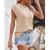 imageImily Bela Womens Cap Sleeve Sweater Sleeveless Crewneck Checkered Casual Loose Fit Knit Shirts Pullover TopsKhaki