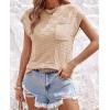 imageImily Bela Womens Cap Sleeve Sweater Sleeveless Crewneck Checkered Casual Loose Fit Knit Shirts Pullover TopsKhaki