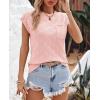 imageImily Bela Womens Cap Sleeve Sweater Sleeveless Crewneck Checkered Casual Loose Fit Knit Shirts Pullover TopsPink