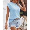 imageImily Bela Womens Cap Sleeve Sweater Sleeveless Crewneck Checkered Casual Loose Fit Knit Shirts Pullover TopsSky Blue