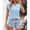imageImily Bela Womens Cap Sleeve Sweater Sleeveless Crewneck Checkered Casual Loose Fit Knit Shirts Pullover TopsSky Blue