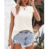 imageImily Bela Womens Cap Sleeve Sweater Sleeveless Crewneck Checkered Casual Loose Fit Knit Shirts Pullover TopsWhite