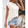 imageImily Bela Womens Cap Sleeve Sweater Sleeveless Crewneck Checkered Casual Loose Fit Knit Shirts Pullover TopsWhite