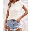 imageImily Bela Womens Cap Sleeve Sweater Sleeveless Crewneck Checkered Casual Loose Fit Knit Shirts Pullover TopsWhite