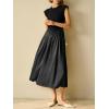 imageImily Bela Womens Casual Cap Sleeve Midi Dress Crewneck Swing Flowy Empire Waist Long Dress 2025 Summer Trendy OutfitsBlack