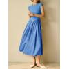 imageImily Bela Womens Casual Cap Sleeve Midi Dress Crewneck Swing Flowy Empire Waist Long Dress 2025 Summer Trendy OutfitsBlue