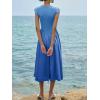 imageImily Bela Womens Casual Cap Sleeve Midi Dress Crewneck Swing Flowy Empire Waist Long Dress 2025 Summer Trendy OutfitsBlue