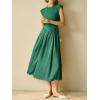 imageImily Bela Womens Casual Cap Sleeve Midi Dress Crewneck Swing Flowy Empire Waist Long Dress 2025 Summer Trendy OutfitsGreen