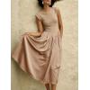 imageImily Bela Womens Casual Cap Sleeve Midi Dress Crewneck Swing Flowy Empire Waist Long Dress 2025 Summer Trendy OutfitsKhaki