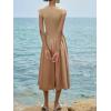 imageImily Bela Womens Casual Cap Sleeve Midi Dress Crewneck Swing Flowy Empire Waist Long Dress 2025 Summer Trendy OutfitsKhaki