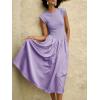 imageImily Bela Womens Casual Cap Sleeve Midi Dress Crewneck Swing Flowy Empire Waist Long Dress 2025 Summer Trendy OutfitsLight Purple