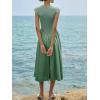 imageImily Bela Womens Casual Cap Sleeve Midi Dress Crewneck Swing Flowy Empire Waist Long Dress 2025 Summer Trendy OutfitsMint